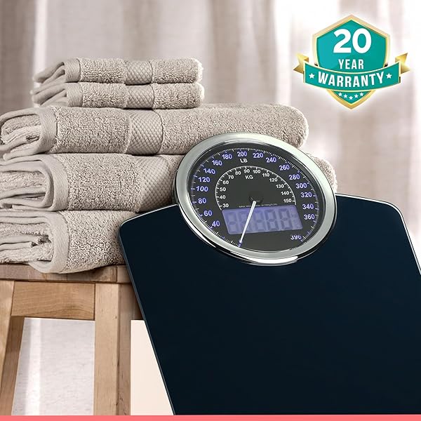 ADAMSON HYBRID 2-IN-1 ANALOG & DIGITAL WEIGHING SCALE FOR BODY WEIGHT UP TO 400LBS – THICK TEMPERED GLASS – EXTRA LARGE DISPLAY – EASY TO READ DIGITAL BATHROOM SCALE – NEW