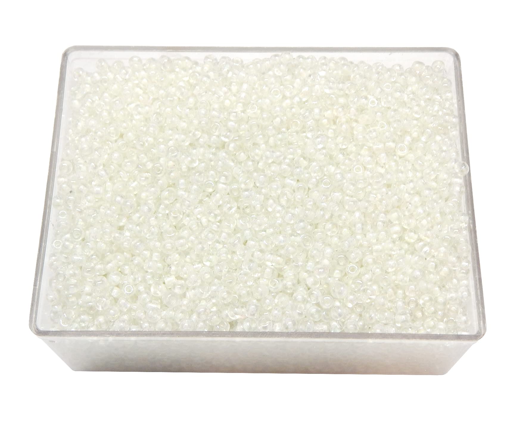 Perlin Glass Seed Beads 2 mm, 6500 Pieces, Round, Crystal White, 8 Colours, Pack of 6500