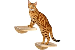 Wood Cat Wall Shelves with Sisal Mat – Cats Wall Furniture Steps for Large Cats, Perfect for Play and Vertical Movement