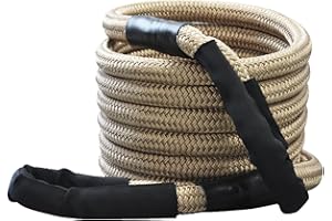 Tether Tite 1" x 30' Kinetic Recovery Tow Rope with Reinforced Loop (35,000lbs) Heavy-Duty Energy Rope Offroad Snatch Strap for Jeep Car Vehicle Truck ATV UTV SUV，Brown