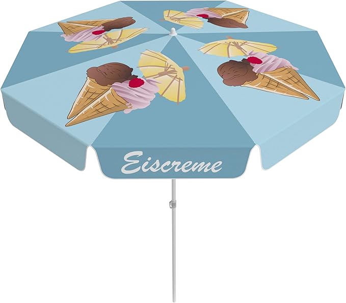 Vispronet Sonnenschirm Eiscreme - ∅ 180 cm - Rund - mit Volant