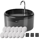 Cat Water Fountain for Cats Inside: Pet Water Fountain - Auto Cat Drinking Fountain - Faucet Pet Water Dispenser with LED Light - Silent Water Bowls for Small Animal - 80oz/2.4L Waterer with 9 filters