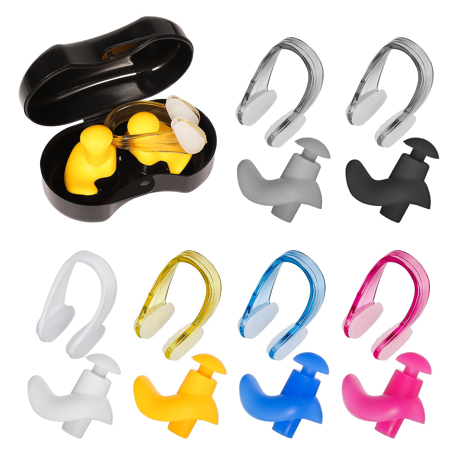 SAVITA 6 Set Swimming Earplugs and Nose Clip Set Reusable Convenient Waterproof Ear Nose Ear Protector for Showering Bathing Surfing Snorkeling Other Water Sports