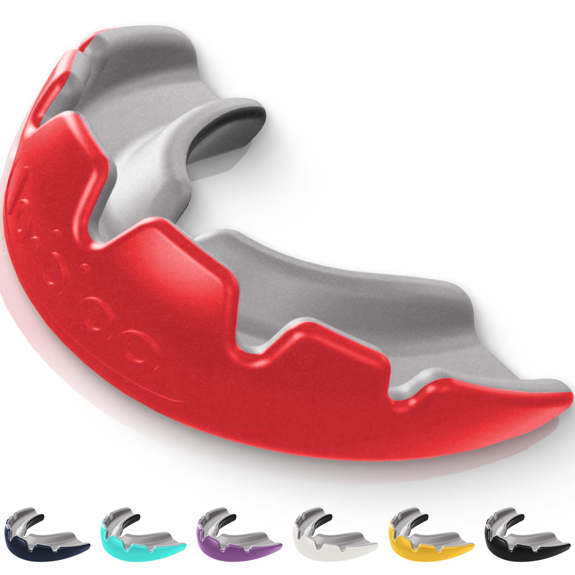 lobloo® Slick Sports Mouthguard – Ultra Slim 1mm | Dentist-Level Protection | Modified Vacuum-Fit Fusion | Oxygen Flow & Comfort | MMA, Boxing, Football, Basketball. (Large +14yrs, Red)