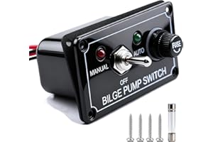 AMOMD 12V Bilge Pump Control Switch Panel 3-Way Manual/Off/Auto with LED Indicator 5A Fuse for Yacht Camper Truck Marine Boat
