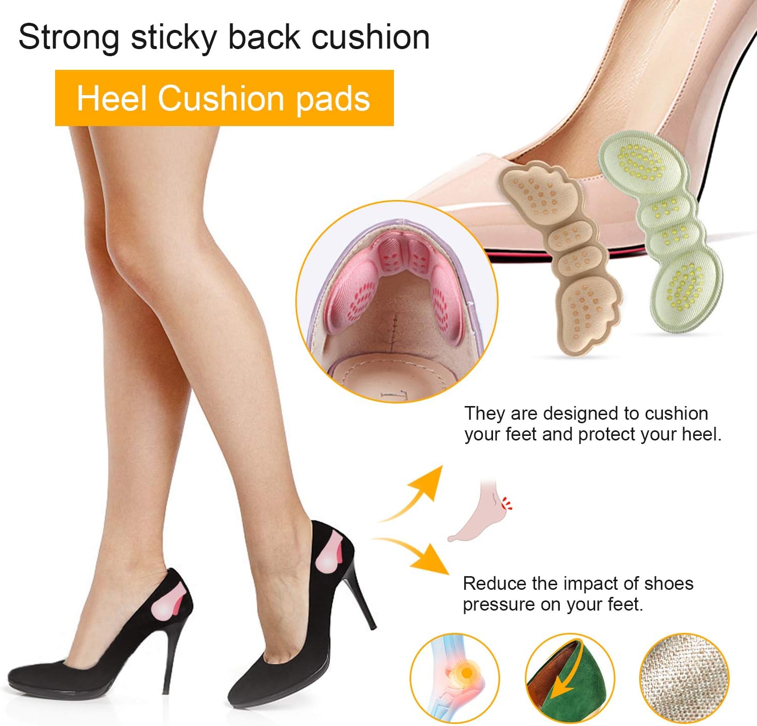 Updated 2020 Version LYLFL [5 Pairs] Heel Cushion Inserts Heel Grips Heel Pads-Suitable for Any Shoes Reusable Adhesive Shoe Inserts Liners for Loose Shoes: Health & Personal Care