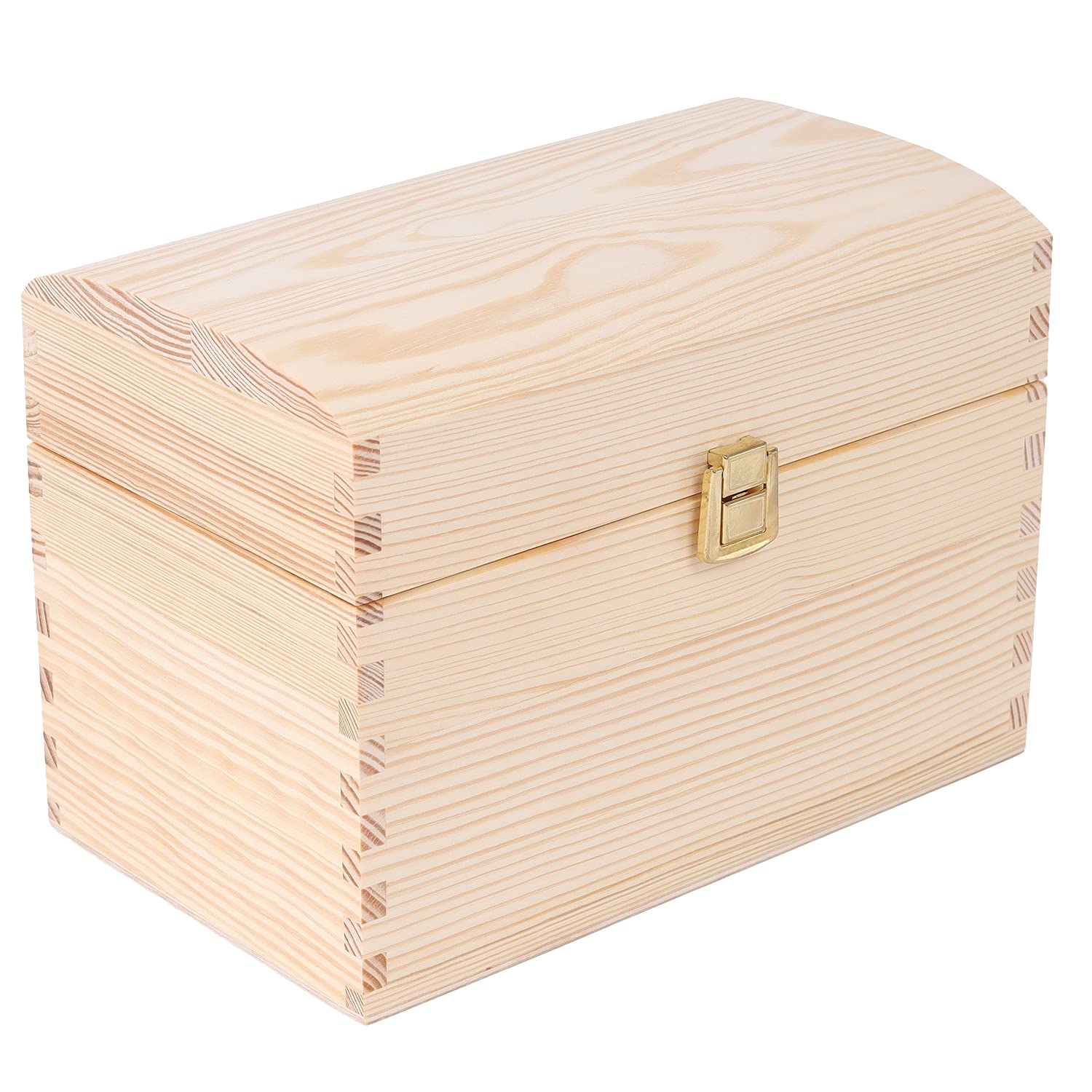 Creative Deco Wooden Storage Box Unpainted with Lid | 25 x 15 x 17 cm | Small Keepsake Treasure Chest Trunk | Easter Memory Box for Arts & Crafts or as a Gift Box