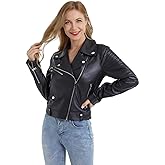 DIASHINY Faux Leather Jacket For Women Crop Short Cropped PU Slim Zip Up Moto Biker Coat Motorcycle Jackets