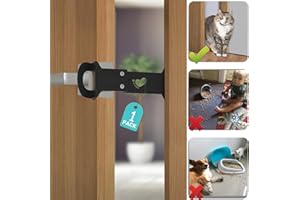 Huaodor Cat Door Latch and Holder - Metal Adjustable Cat Door Stopper - Strong and Portable Door Prop - Keep Dog Out of Litter Box & Cat Feeder - No Measuring, Easy to Install