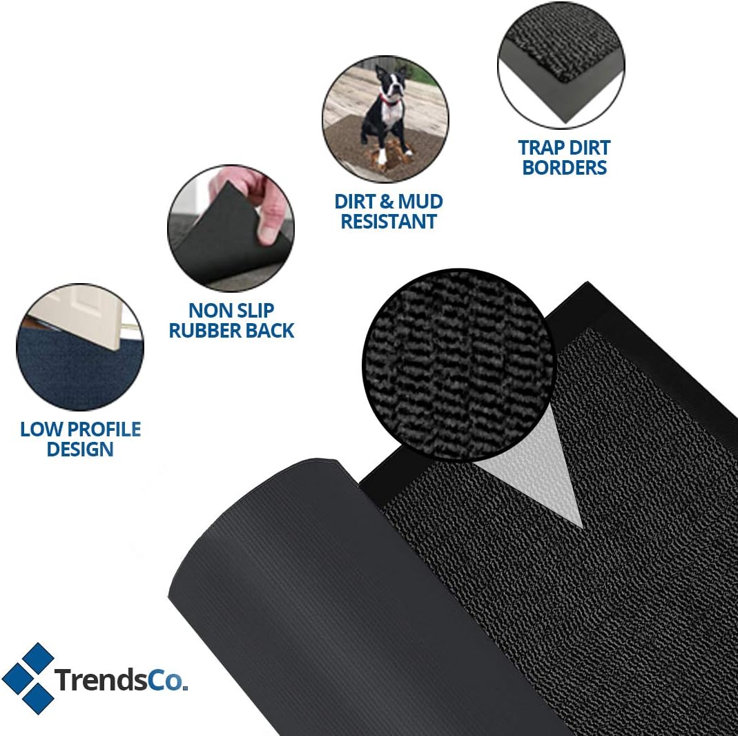 Trendsco, Dirt Trapper Door Mat Indoor & Outdoor, Non Slip Rubber Backing Carpet and Floor Mat for Home Kitchen & Office - Image 4