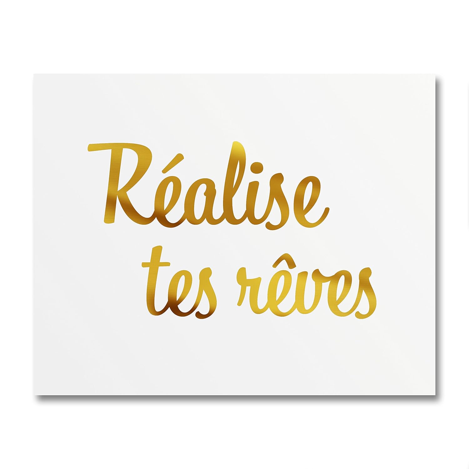 Realise Tes Reves Petite Affiche Impression A La Feuille D Or Decoration Murale Bureau Et Maison 300g Papier Cartonne Satine Citation Inspirante Motivante Encourageante cm X 25cm Cuisine Maison Tableaux Posters Et