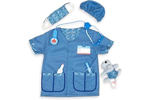 Melissa & Doug Veterinarian Role Play Costume Dress-Up Set (9 pcs) Kids Vet Costume Pretend Play Dress-Up