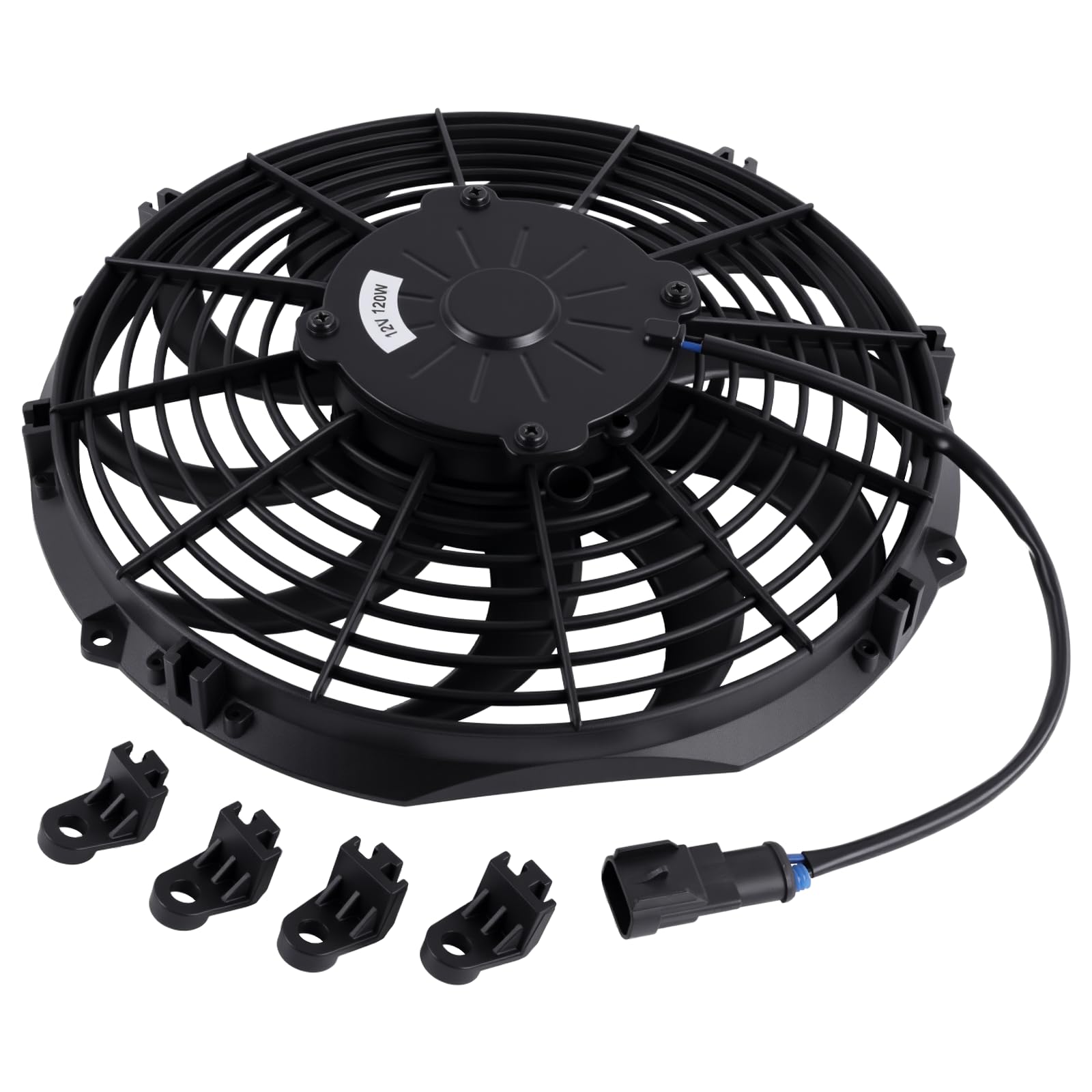 Photo 1 of ***78-1560 Condenser Fan, 12V 12 Inch 1451 CFM Puller, Compatible with Thermo King Tripac This is used and it's unknown if it works 100%****& Evolution APU, w/Male Connector