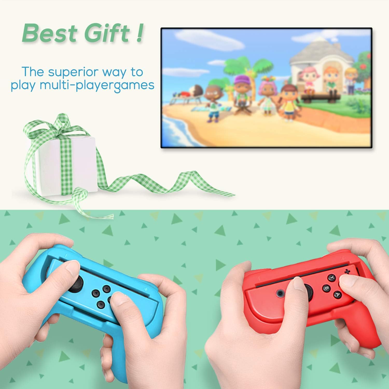 FastSnail Grips Compatible with Nintendo Switch Joy-Con, Wear-Resistant Handle Kit Compatible with Switch Joy Cons Controllers, 2 Pack (Blue and Red): Computers & Accessories