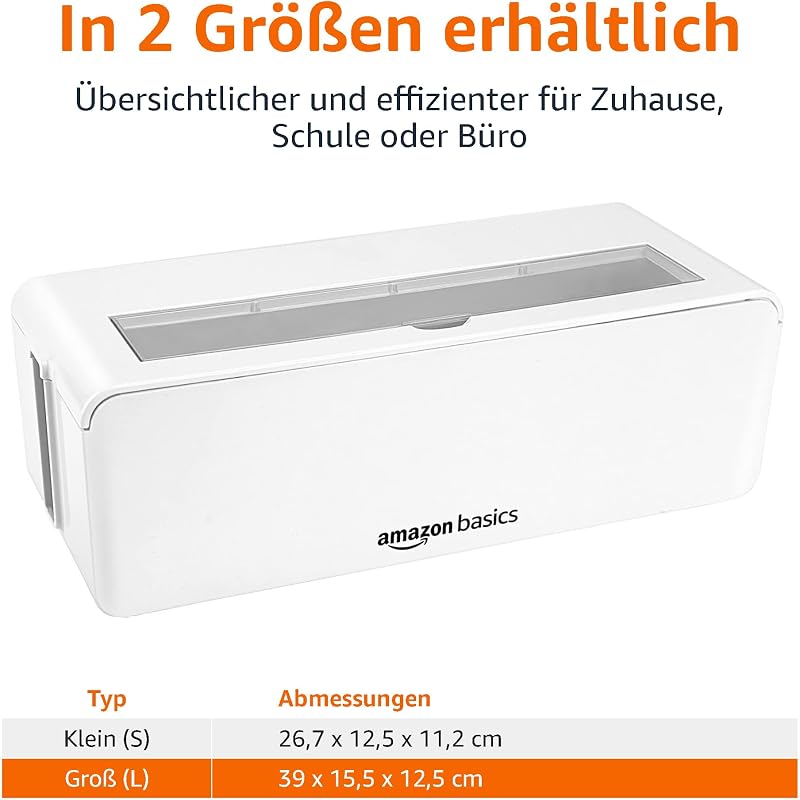 Kabelbox zum Verstecken und Organisieren von Kabeln- Groß,Weiß