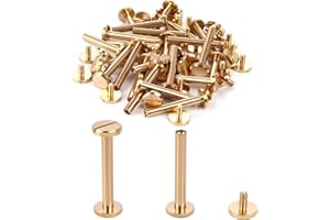 SZKOO Chicago Binding Screws - 4mm x 25mm Binding Posts - 10mm Phillips Nut - Chicago Screw Binding Post Screw Kit for DIY Leather Decoration Scrapbook Photo Albums (Brass, 25 PCS)