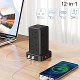 Kemelo Tower Extension Lead 8 Outlet 4 USB Ports 13A 3250W 2M Surge view 2