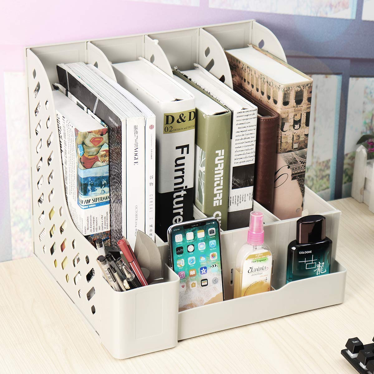 revistero de escritorio caja de almacenamiento para libros de revistas