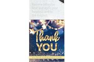 MEDIZ Business Card Magnet Notepads and Designer Envelopes, Peel and Stick Your Business Card, Year Round Magnetic Marketing Supply (Thank You - Shine, 100)