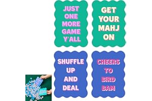 Soulchen 4 Pcs Mahjong Tile Mixer Shufflers for Mixing and Shuffling Tiles Plastic Mahjong Accessories Gifts for Lovers Games Decorative Wavy Edge & Printed Design (Blue & Green Style)