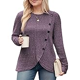 DOLNINE Womens-Plus-Size-Tops Casual Long Sleeve Shirts Trendy Button Side Split Fall Cute Tunic Sweatshirts XL-5XL