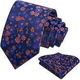 Alizeal Mens 3.15inch Unique Floral Tie with Floral Print Pocket Square