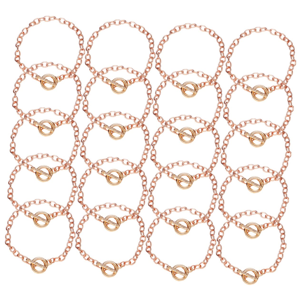 CORHAD O-Shaped Bracelet Chains with Toggle Clasp 7 Inch Link Chains for Diy Jewelry Making and Charm Bracelet Accessories Set of 20
