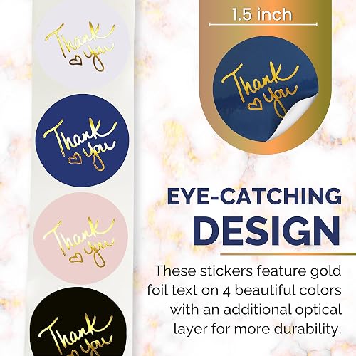 500 Thank You Sticker Aus Kraftpapier – Selbstklebend & Wasserfest, 4 Designs