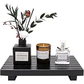 Renawe Black Bathroom Counter Organizer Wooden Display Pedesta Stand Kitchen Countertop Trays Farmhouse Wood Riser Dish Soap 