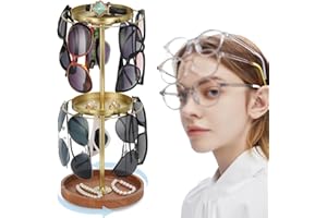 handrong Sunglass Organizer,Rotating Glasses Holder,2-Tier Sunglass Holder,Glasses Organizer,Eyeglass Holder Stand,Sunglass Storage for 20 Pairs Eyeglasses for Dresser Countertop