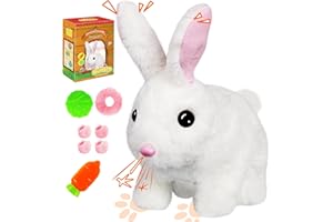 Bilinott Bunny Toys for Kids, Realistic Rabbit Toys with Jumping Action, Wiggling Ears, Twitching Mouth and Nose, Ideal Easter Gifts for Toddlers Kids Aged 3 4 5 6 Years Old