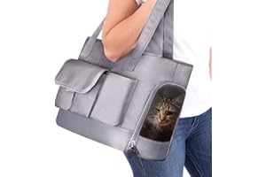 Johomviin Dog Carrier, Cat Carrier, Pet Carrier, Foldable Waterproof Premium Oxford Cloth Dog Purse, Portable Bag Carrier for Small to Medium Cat and Small Dog（Grey）
