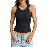 EasyGala Womens Built in Bra Tank Tops Cotton Ribbed Crew Neck Vest Basic Fitted Padded Tank Summer Trendy 2026