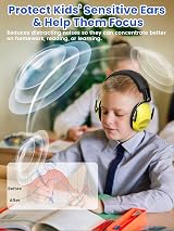 Dr.meter Kids Ear Defenders SNR 27.4dB Adjustable Headband Yellow view 6