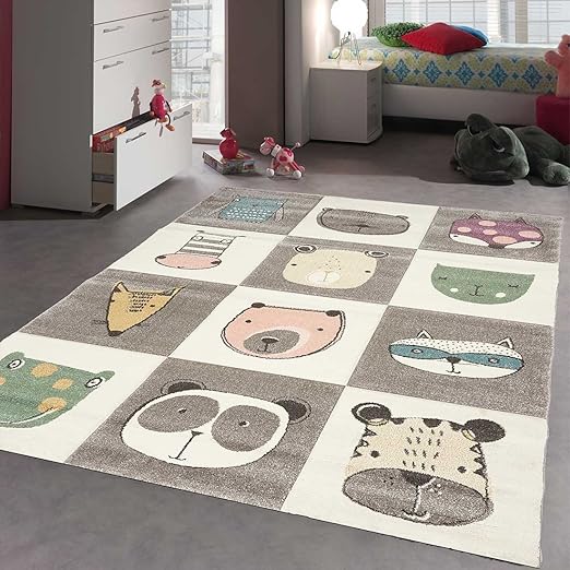 Un Amour De Tapis Tapis Enfant 591 Petit Tapis Chambre Zoo Too Gris 60 X 110 Cm