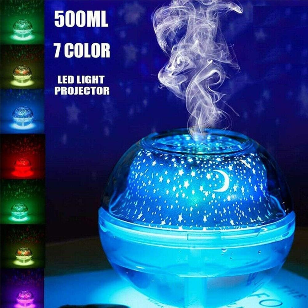NEEVAS Air Humidifier USB Colorful LED Crystal Projection Lamp 500ml Essential Oil Diffuser for Home Decoration Bedroom Office - Image 5