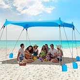 Gorich Beach Tent Sun Shelter with 8 Sandbags, UPF50+ Protection &amp; Windproof Pop Up Beach Canopy Tent Sun Shade for Family, Travel &amp; Camping, Easy Setup Canopy Umbrella
