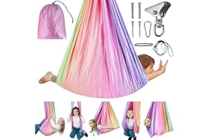KIDSORD Sensory Swing, Indoor Swing for Kids with 360° Swivel Hanger, Adjustable Double Layer Therapy Swing Hammock for Kids & Adults Aspergers Autism ADHD