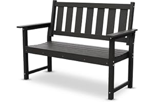 ACUEL HDPE Memorial Bench – 50'' Weatherproof Durable Outdoor Bench, 2-Person Park Bench, Easy to Move, Multi-Purpose Design Ideal for Porch, Patio, Church, and School (Black)