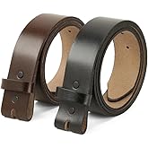 Belt without buckle for men - 100% Full Grain One Piece Leather, Western and casual belts -2 pack Cowboy Belt for Jeans,USA