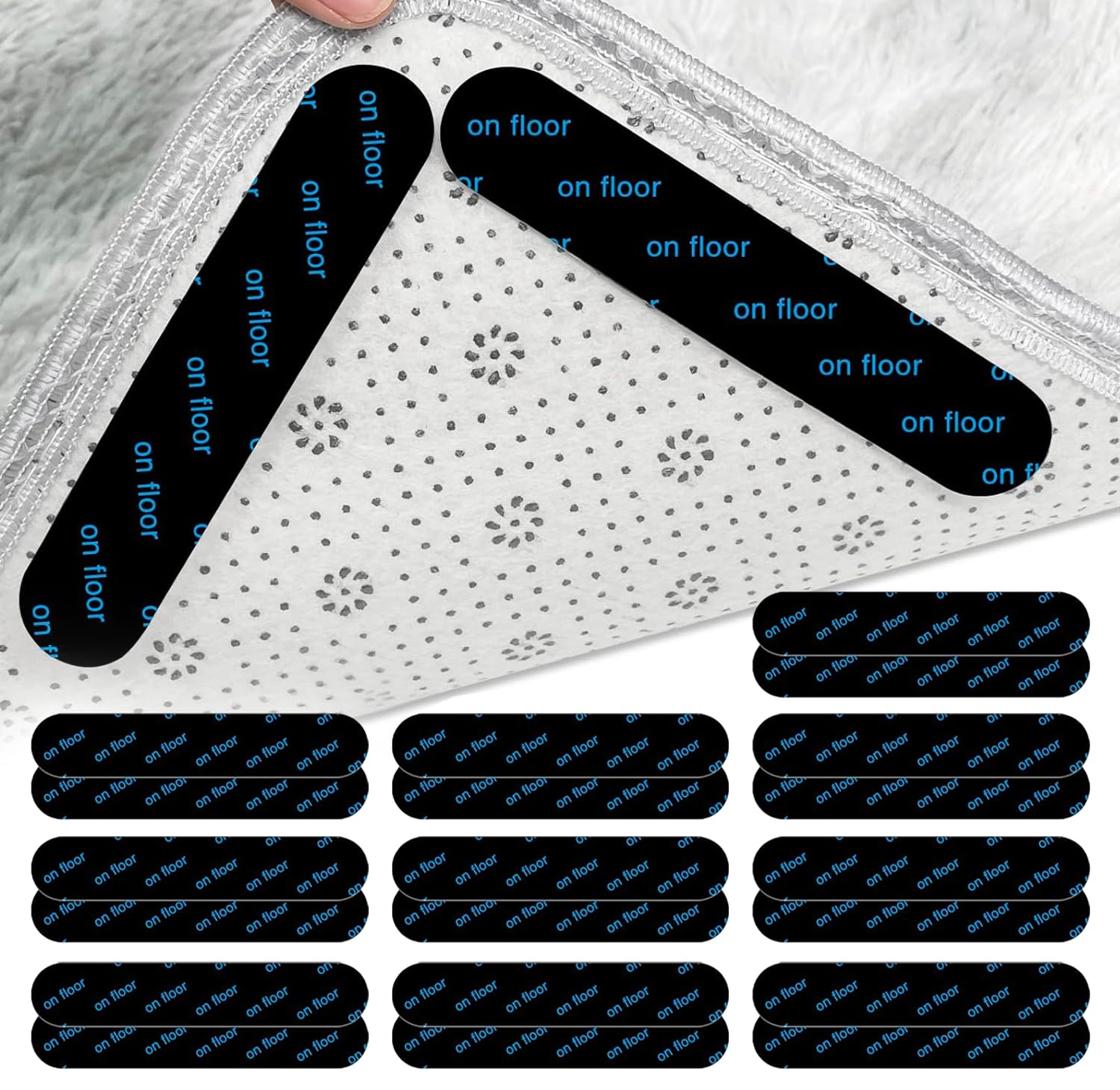 Pack Of 20 Rug Gripper | Reusable & Anti-Slip Rug Grippers For Laminate Floor and Wooden Floors, Multi-Purpose Washable Carpet Tape & Grippers For All Kinds Of Rugs & carpet (Pack Of 20)