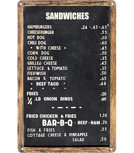 Amazon.com: ZYPENG 1940's Diner Menu Metal Tin Sign For Restaurant