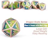 DNDND Dragon Scale Metal DND Dice Set 7 Pcs Blue Green Copper Edge with Tin view 3