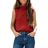 Huaqiao Womens Turtleneck Sweater Vest Sleeveless Pullover Knit Tank Tops Loose Solid Color Knitwear