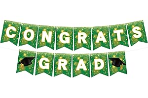 YQUQWN, Green Graduation Banner 2024 - No DIY, Congrats Grad Banner, Green and White Graduation Decorations 2024, Graduation Party Decorations 2024, Graduation Decorations Class of 2024