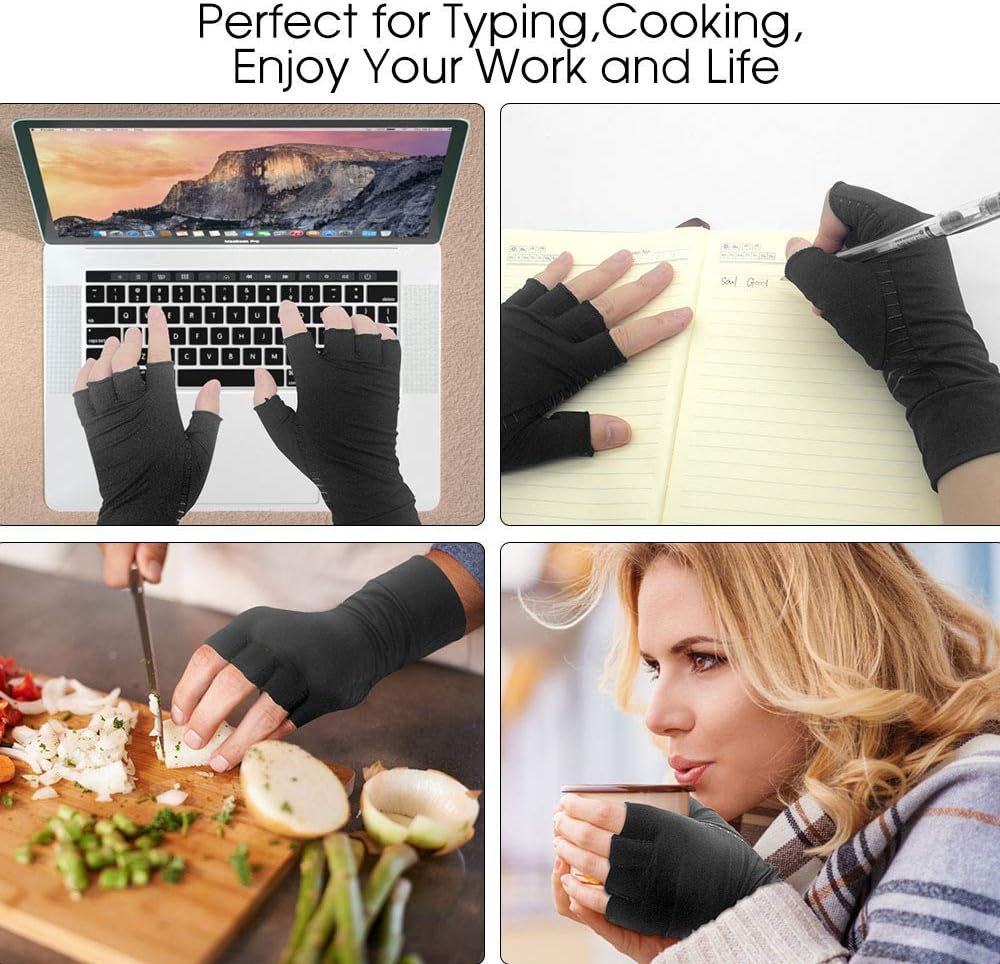 Arthritis Gloves for Women and Men Fingerless Hand Gloves for Osteoarthritis Tendonitis Pain Relief Compression Gloves for Carpal Tunnel Typing and Daily Support for Hands (Medium): Health & Personal Care