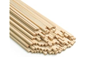Square Wooden Dowel Rods Wood Sticks for Crafts 1/8"x 12", 100 PCS Square Wood Dowels Wooden Sticks for Crafting, Unfinished 