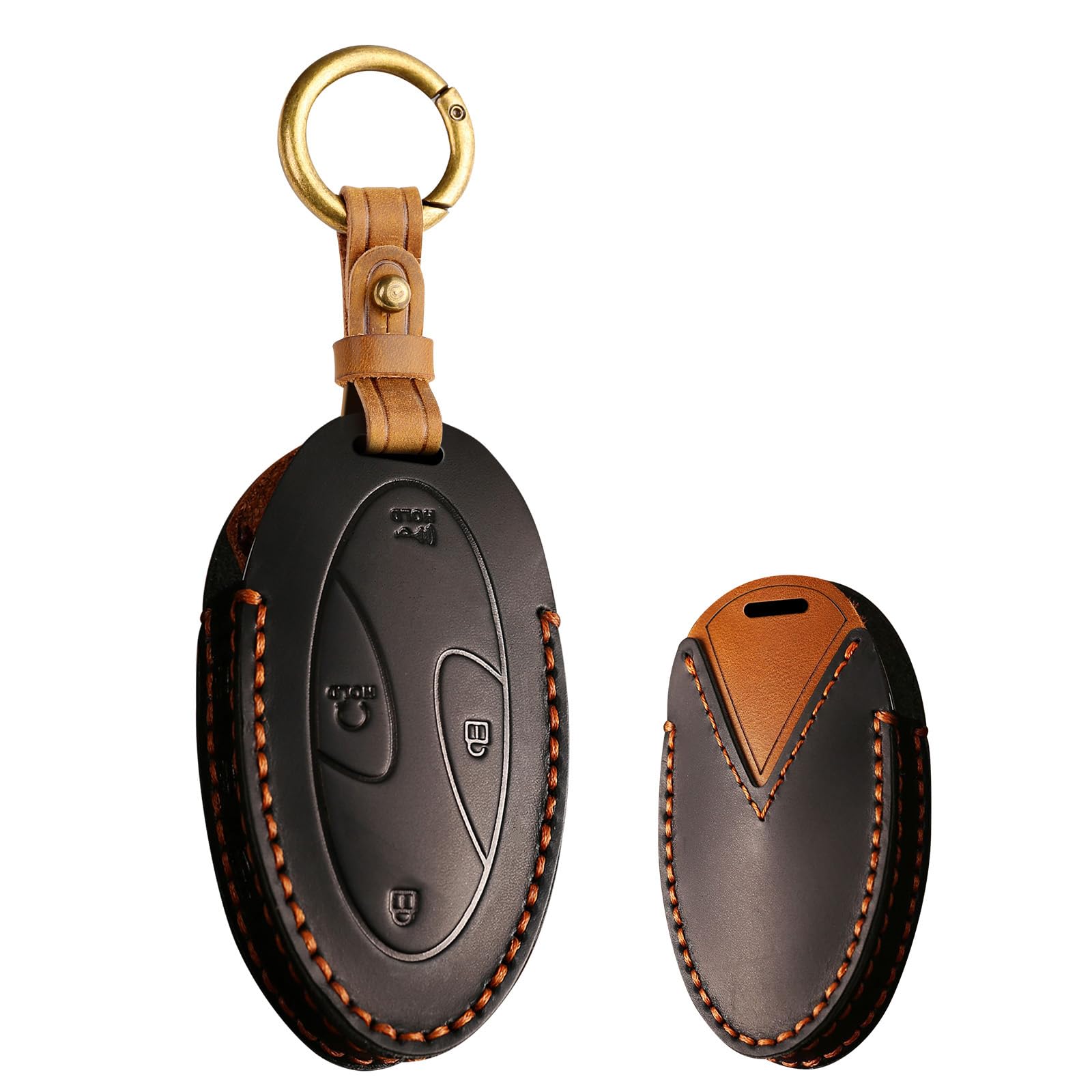 KUNIO Car Key Fob Cover for Hyundai Ioniq 6, Grandeur GN7, Kona 2023 - Leather Key Case with 5 Buttons - Black