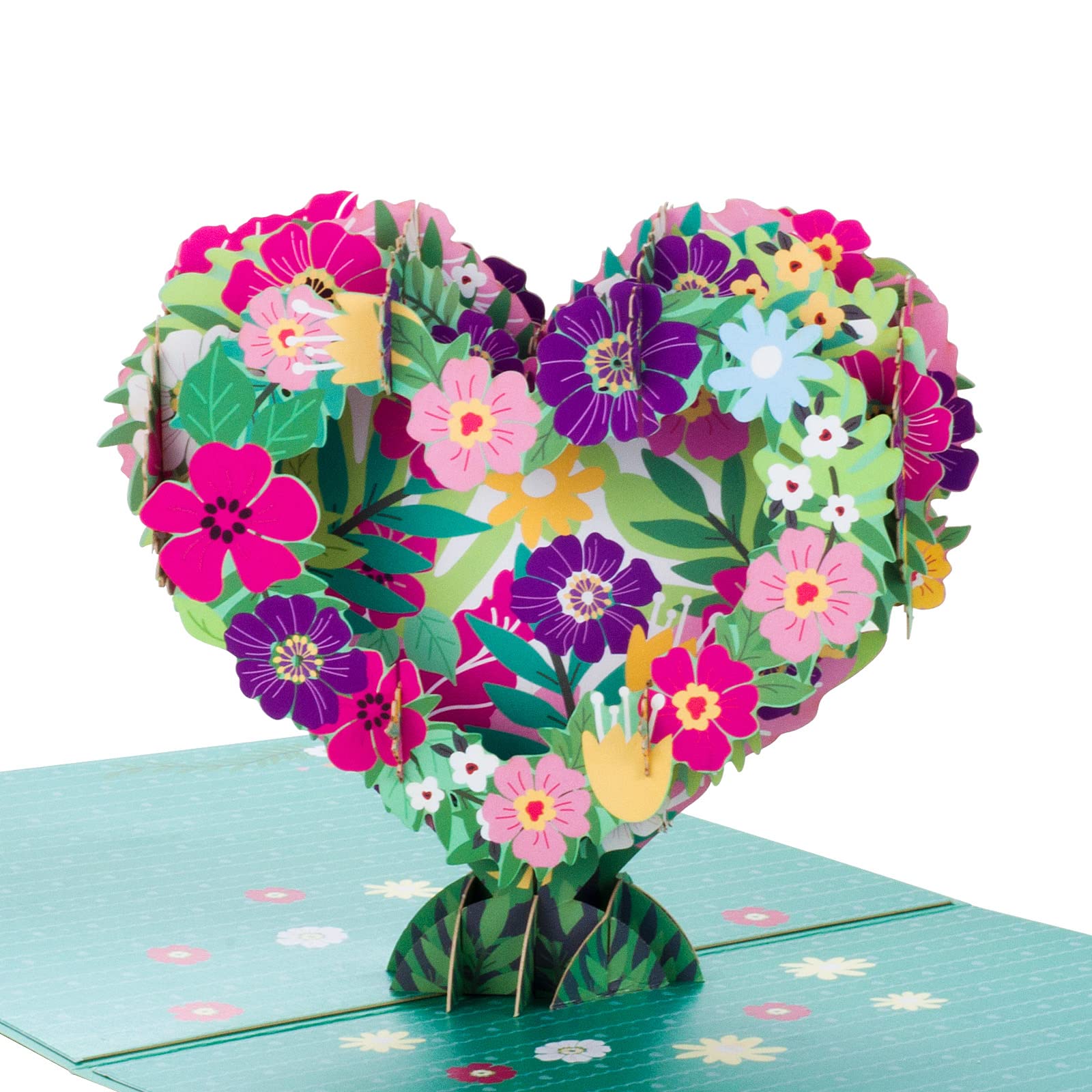 3D Birthday Card Three-dimensional Birthday Cake Pop Up Card with Envelopes-Heart Flowers