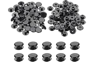 PATIKIL M5x3mm Plastic Binding Post, 50 Sets Plastic Chicago Screws Binding Screw Rivet Post Press-on Buckle for Leather Scrapbook Photo Albums, Black